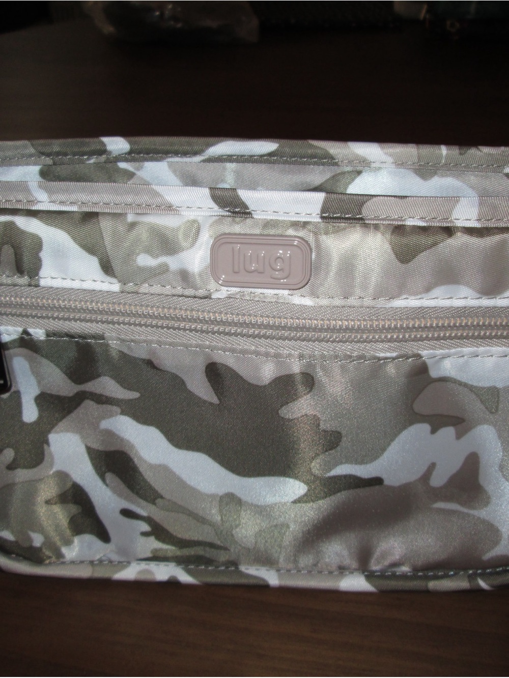 lug Camo-Print Cosmetic Bag in Taupe and White